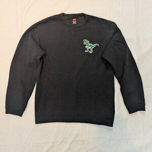 Black sweatshirt with dinosaur patch